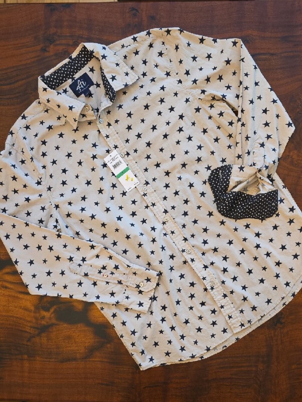 🎉 Star Print Beige Casual Button-Down Shirt🎉4rt Of July🎉